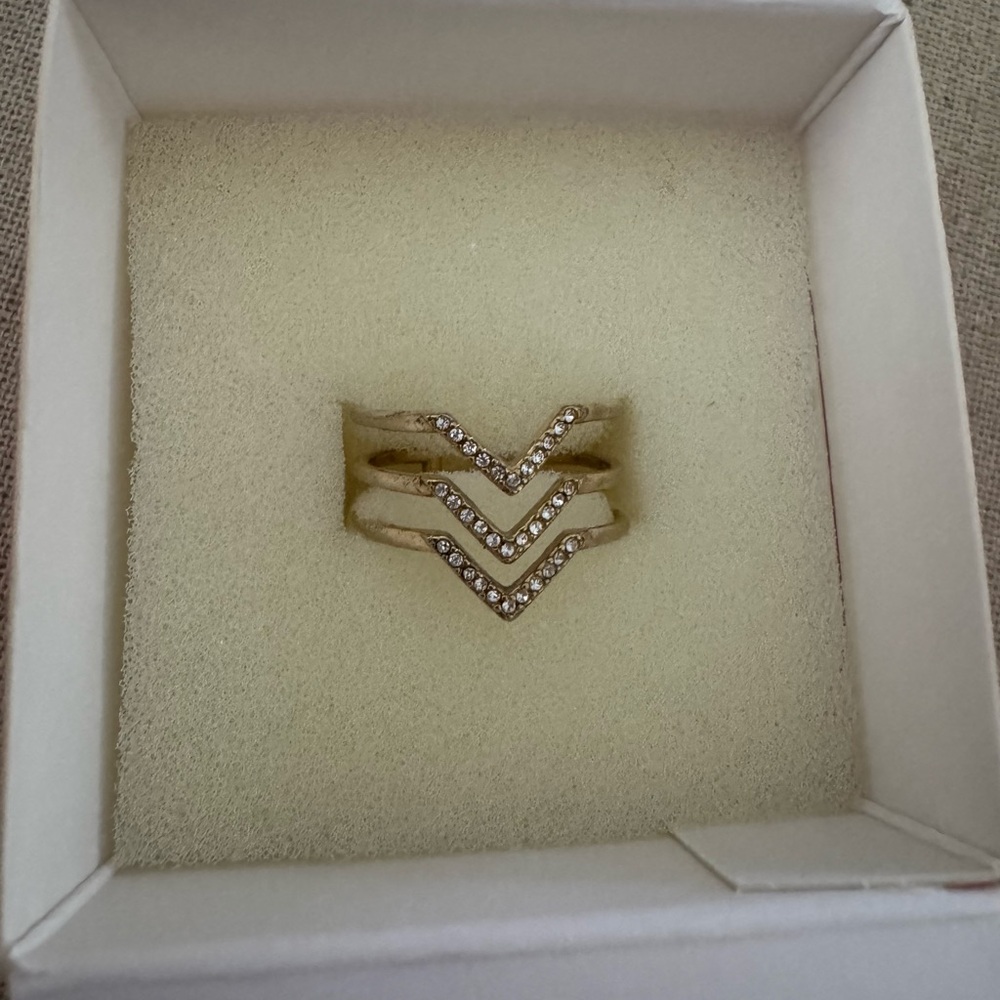 Stella & Dot Gold Pave Chevron Ring